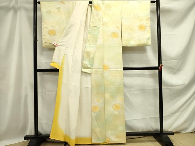 平和屋着物■上質な小紋 牡丹 暈し染め 金糸 正絹 逸品 DABD0800op