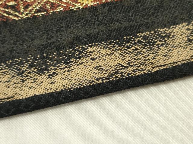 平和屋着物●西陣 織楽浅野 六通柄袋帯 横段花文 金糸 正絹 逸品 DABD0808op