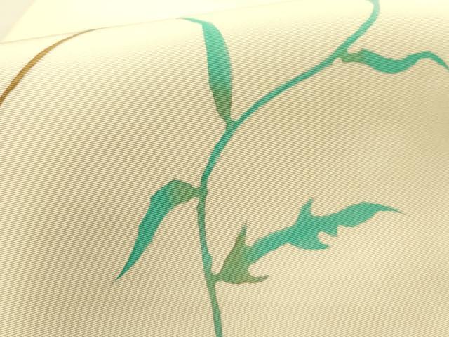 平和屋着物●染色作家 大久保直丸 塩瀬 九寸名古屋帯 草花 正絹 逸品 DABD0811op