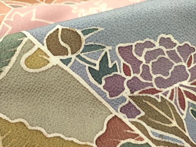 平和屋着物●全通柄九寸名古屋帯 型染 花松文 鬼しぼ縮緬 正絹 逸品 DABD0818op