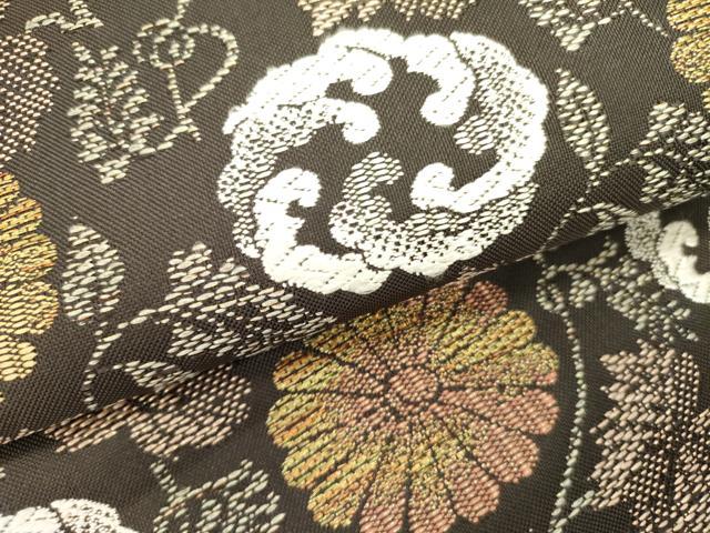 平和屋着物●六通柄袋帯 唐織 菊憂桐 金糸 正絹 逸品 DABD0838op