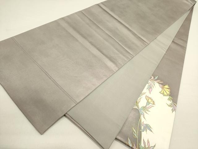 平和屋着物●染色作家 田中文子 太鼓柄袋帯 草花 金彩 正絹 逸品 DABD0847op
