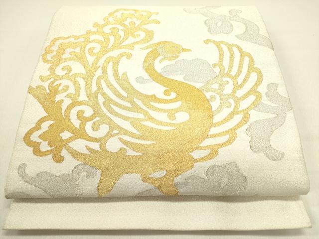 平和屋着物●太鼓柄袋帯 綴れ 鳳凰 金銀糸 正絹 逸品 DABD0854op