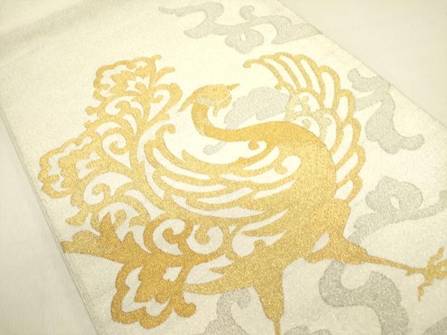平和屋着物●太鼓柄袋帯 綴れ 鳳凰 金銀糸 正絹 逸品 DABD0854op