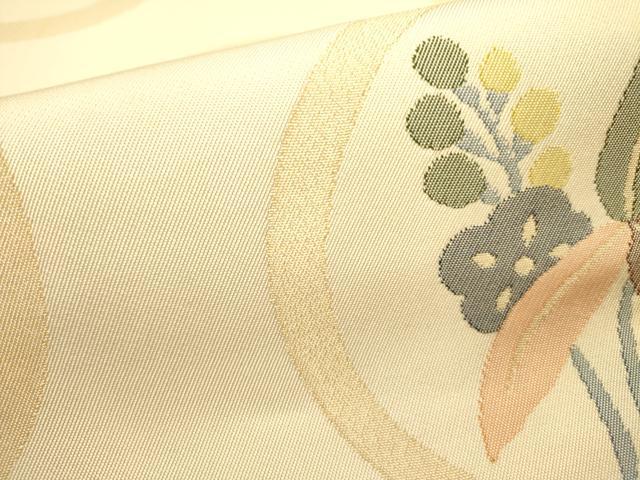 平和屋着物●全通柄 本袋帯 吉祥花文 金糸 正絹 逸品 DABD0857op