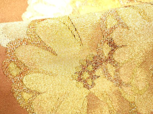 平和屋着物●爪掻き本綴れ 太鼓柄袋帯 菊 金銀糸 正絹 逸品 DABD0860op