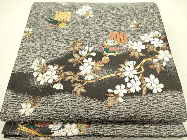 平和屋着物●六通柄袋帯 紹巴 源氏香 貝桶花文 金糸 正絹 逸品 DABD0861op