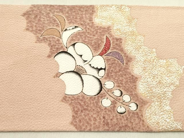 平和屋着物●内山晴祥 手描き 九寸名古屋帯 草花 金銀彩 鬼しぼ縮緬 正絹 逸品 DABD0863op