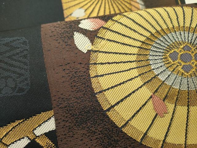 平和屋着物●六通柄袋帯 舞桜 番傘 金銀糸 正絹 逸品 DABD0865op