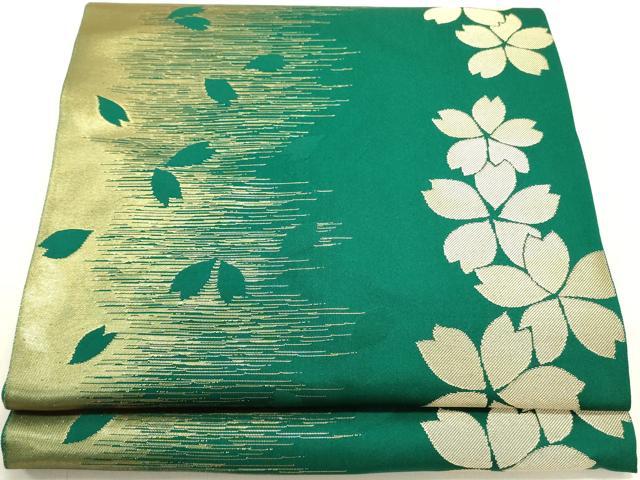 平和屋着物●ファッションデザイナー コシノジュンコ 六通柄 本袋帯 かすみ桜 金糸 正絹 逸品 DABD0878op