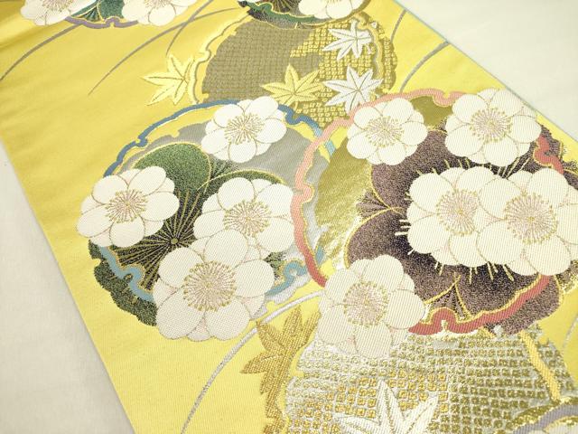 平和屋着物●西陣 志都香謹製 六通柄袋帯 花重ね 金銀糸 証紙付き 正絹 逸品 未使用 DABD0881op