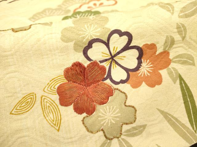 平和屋着物●アンティーク 大正ロマン 太鼓柄袋帯 駒刺繍 鼓花文 金糸 正絹 逸品 DABD0888op