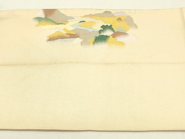 平和屋着物●爪掻き本綴れ 八寸名古屋帯 風景文 正絹 逸品 DABD0917op
