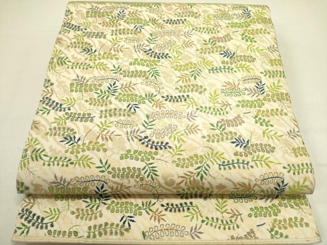 平和屋着物●西陣 川島織物 六通柄 本袋帯 草葉文 金糸 正絹 逸品 DABD0927op