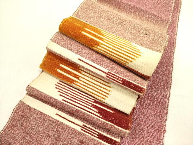 平和屋着物●半幅帯 紬地 モール織 抽象文様 正絹 逸品 DABD0936op
