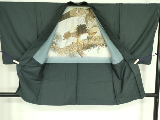 平和屋着物■男性 お召 アンサンブル 亀甲柄 正絹 逸品 DABD0956op