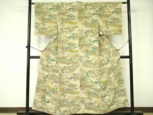 平和屋着物■上質な小紋 型染 草花文 正絹 逸品 DABD1000op