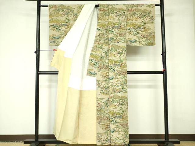 平和屋着物■上質な小紋 型染 草花文 正絹 逸品 DABD1000op