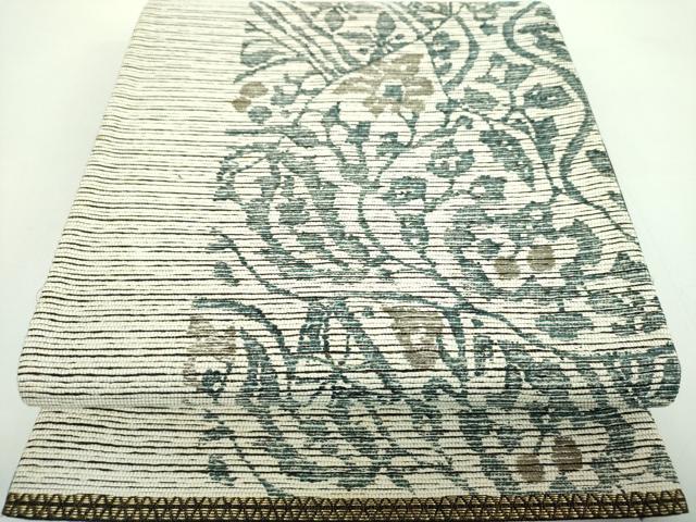 平和屋着物●二代目 川村久太郎 六通柄袋帯 草花文 金糸 正絹 逸品 DABD1010ps