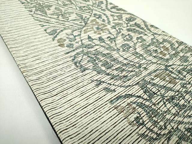 平和屋着物●二代目 川村久太郎 六通柄袋帯 草花文 金糸 正絹 逸品 DABD1010ps