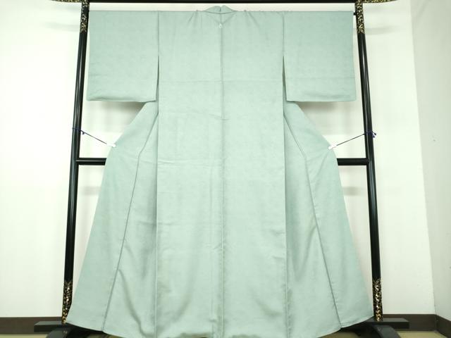 平和屋着物●上質な色無地 立波地紋 千草鼠色 正絹 逸品 DABD1020ps