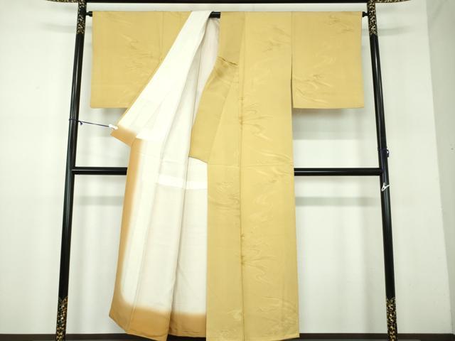 平和屋着物●上質な色無地 立波地紋 飴色 正絹 逸品 DABD1021ps