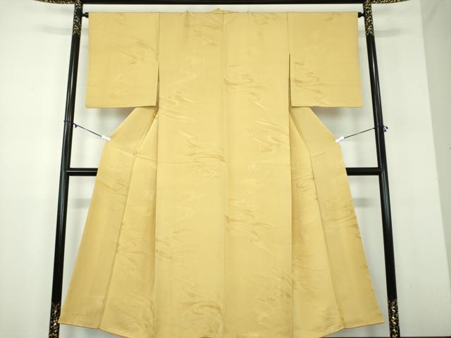 平和屋着物●上質な色無地 立波地紋 飴色 正絹 逸品 DABD1021ps