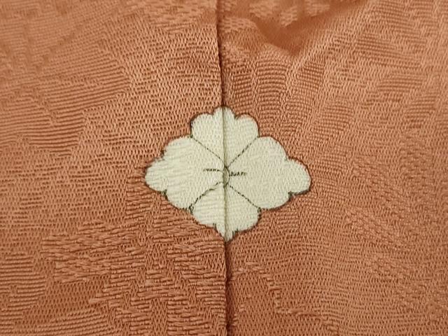 平和屋着物●上質な色無地 草花地紋 赤白橡色 正絹 逸品 DABD1031ps