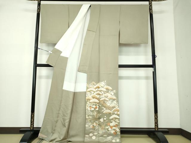 平和屋着物●豪華色留袖 駒刺繍 束ね熨斗流水花松文 暈し染め 金彩 正絹 逸品 DABD1041ps