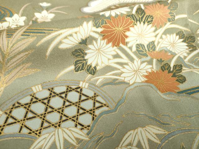 平和屋着物●豪華色留袖 駒刺繍 束ね熨斗流水花松文 暈し染め 金彩 正絹 逸品 DABD1041ps