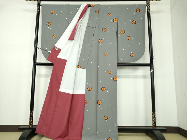 平和屋着物●世界的ファッションデザイナー 山本寛斎 kansaiブランド 小振袖 二尺袖 舞梅 洗える着物 DABD1049ps