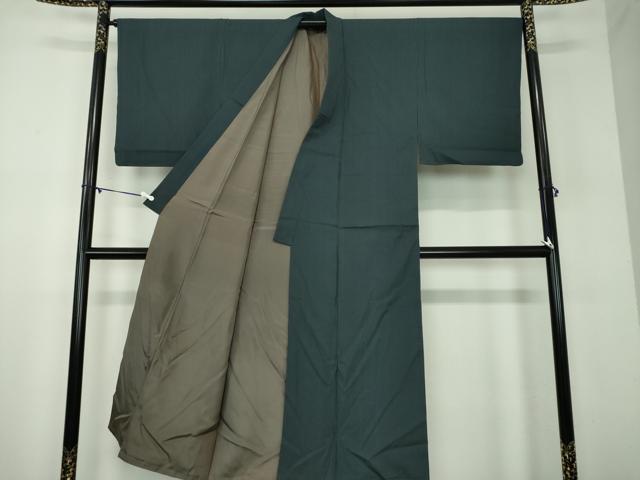 平和屋着物●男性 お召 格子 正絹 逸品 DABD1062ps