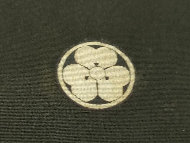 平和屋着物●アンティーク 大正ロマン 黒留袖 手描き 檜扇御所車花文 正絹 逸品 DABD1068ps