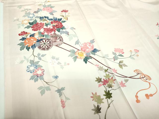 平和屋着物●訪問着 友禅 作家物 花車文 暈し染め 正絹 逸品 DABD1071ps