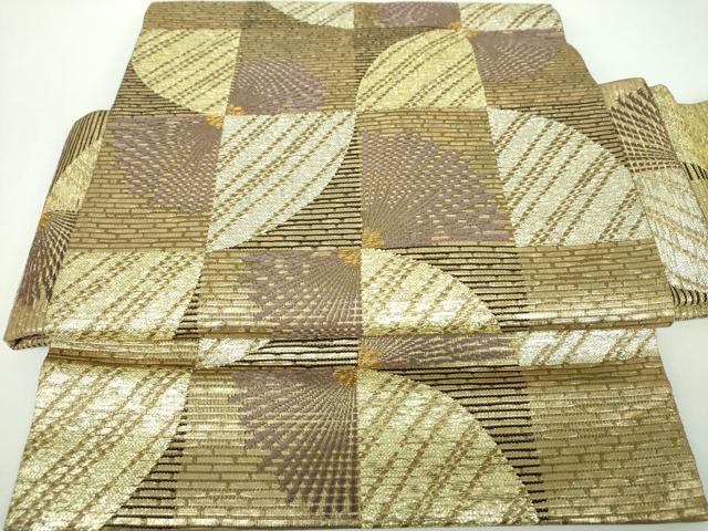 平和屋着物●つけ帯 市松花文 金銀糸 鈴乃屋扱い 正絹 逸品 DABD1089ps