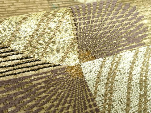 平和屋着物●つけ帯 市松花文 金銀糸 鈴乃屋扱い 正絹 逸品 DABD1089ps