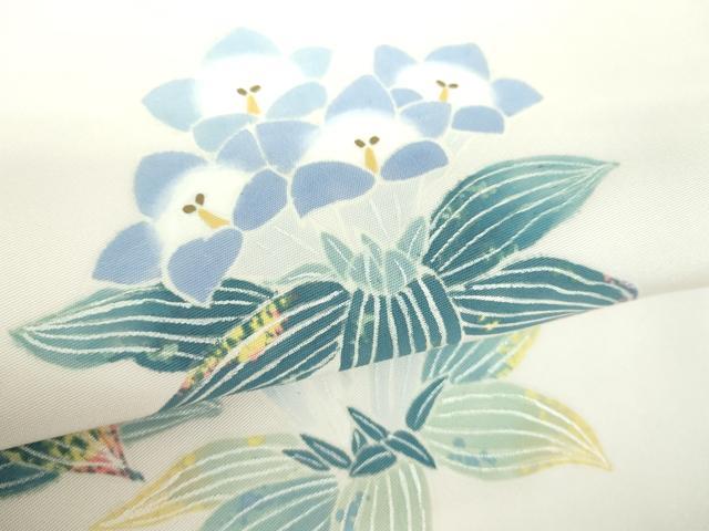 平和屋着物●染織作家 竹村紫浩 塩瀬 九寸名古屋帯 一珍染の世界 草花文 銀彩 証紙付き 正絹 逸品 DABD1103ps