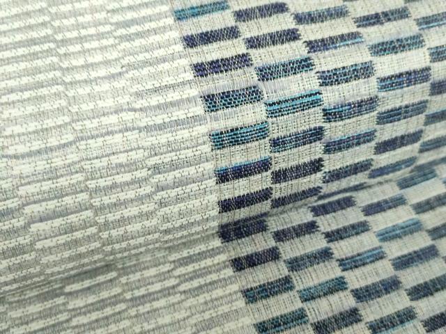 平和屋着物▽六通柄袋帯 スリーシーズン 春夏秋 藍 市松間道 金糸 正絹 逸品 DABD1108ps