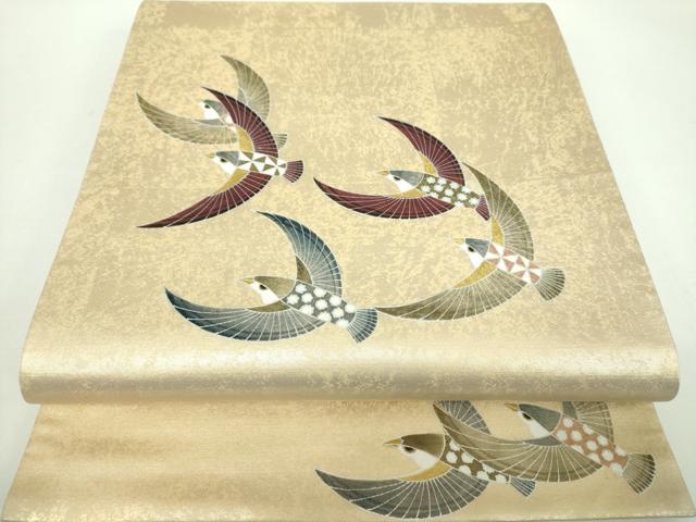 平和屋着物●希少 日本工芸会正会員 東京友禅 塩沢照彦 太鼓柄袋帯 手描き 飛鳥文 金銀彩 正絹 逸品 DABD1158ps