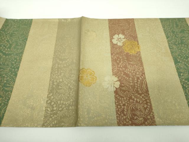 平和屋着物●六通柄袋帯 本場大島紬 横段花文 金銀彩 武島織物謹製 証紙付き 正絹 逸品 DABD1160ps
