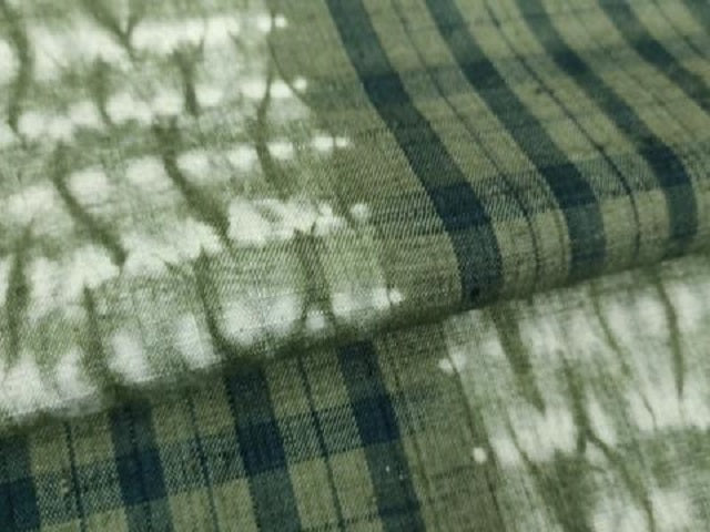 平和屋着物●男性 紬 杢目絞り 市松文様 大丸扱い 正絹 逸品 DABD1205ps