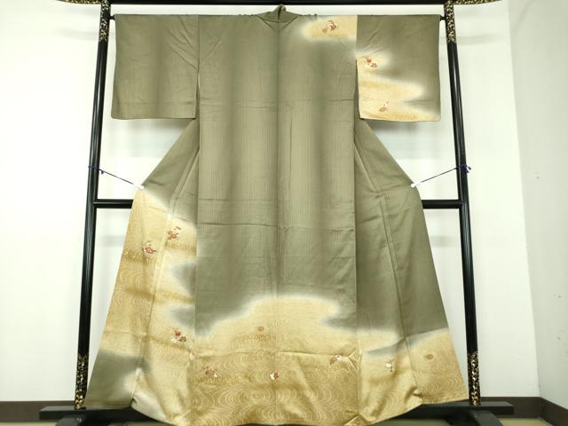 平和屋着物●訪問着 流水花文 暈し染め 金彩 工芸染織小いけ謹製 正絹 逸品 DABD1223ps