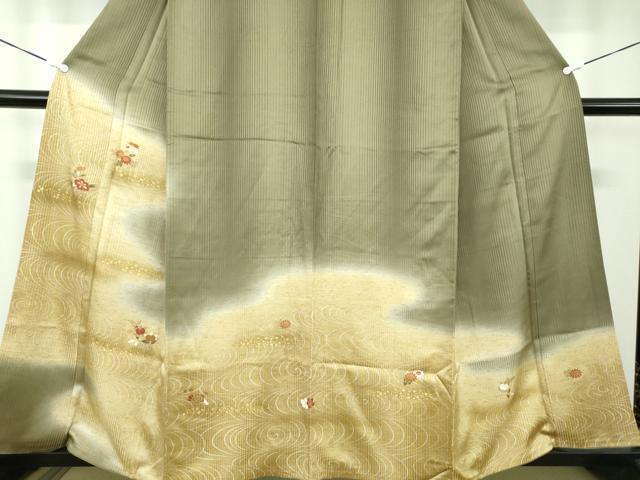 平和屋着物●訪問着 流水花文 暈し染め 金彩 工芸染織小いけ謹製 正絹 逸品 DABD1223ps