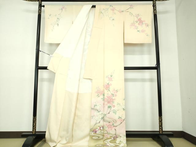 平和屋着物●中国三大刺繍 相良刺繍 訪問着 流水鴛鴦桜 暈し染め 金彩 正絹 逸品 DABD1224ps