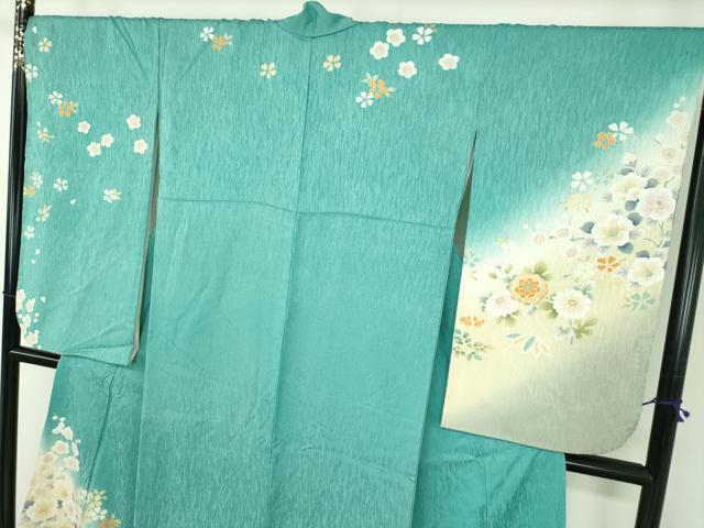平和屋着物●小振袖 二尺袖 吉祥花文 暈し染め 金彩 正絹 逸品 DABD1228ps