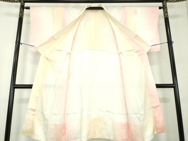 平和屋着物●上質な長襦袢 無双仕立て 草花地紋 暈し染め 正絹 逸品 未使用 DABD1229ps