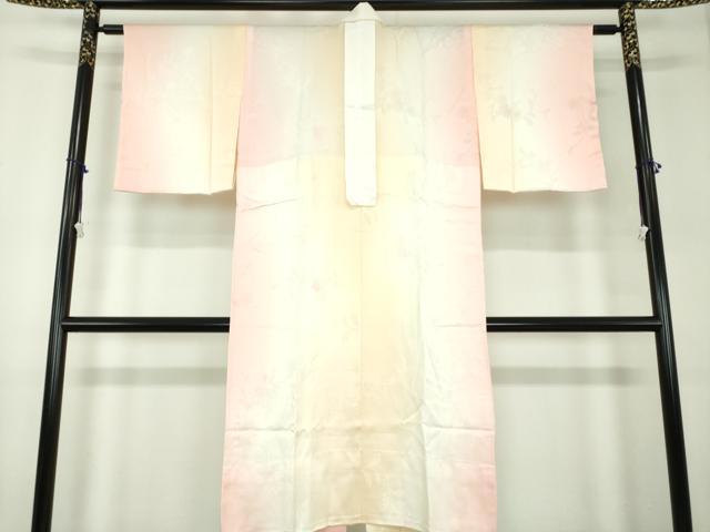 平和屋着物●上質な長襦袢 無双仕立て 草花地紋 暈し染め 正絹 逸品 未使用 DABD1229ps