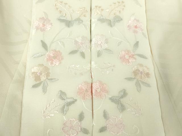 平和屋着物●振袖用長襦袢 袷 半衿刺繍 絞り 扇面梅文 正絹 逸品 DABD1243ps