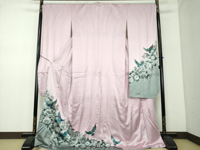 平和屋着物●染色作家 斉藤三才 振袖 長襦袢(袷)セット 三才鳥 秋草文 暈し染め 正絹 逸品 未使用 DABD1256ps