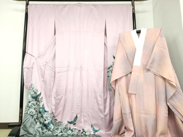 平和屋着物●染色作家 斉藤三才 振袖 長襦袢(袷)セット 三才鳥 秋草文 暈し染め 正絹 逸品 未使用 DABD1256ps